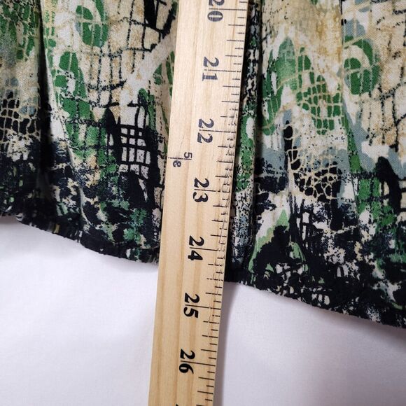 Fig & Flower Blouse Womens Large Green Yellow Leopard Print Abstract - Picture 6 of 10